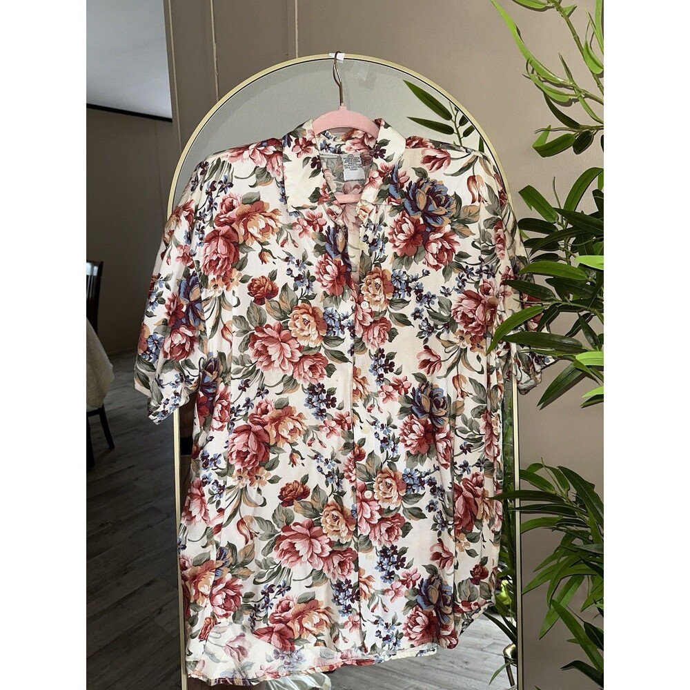 Vintage Floral‎ Short Sleeve Button-Up Shirt